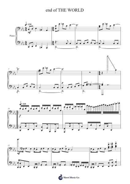 end of THE WORLD Sheet Music by Juneles Jimwebb-Arr.Wattsh