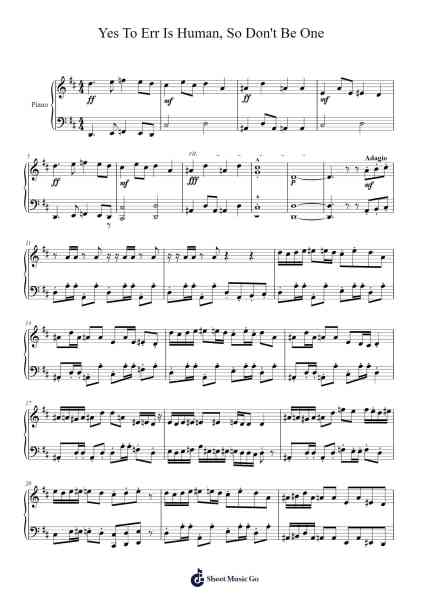 Yes To Err Is Human, So Don't Be One Sheet Music by Will Wood/Sal-Arr.Rooryl Petnoel