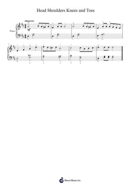 Head Shoulders Knees and Toes Sheet Music by Misc Children-Arr.Walshfox