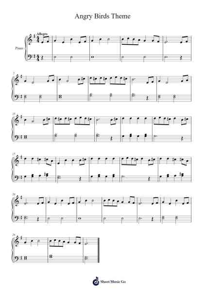 Angry Birds Theme Sheet Music by Ari Pulkkinen-Arr.Bonnes Junemiah