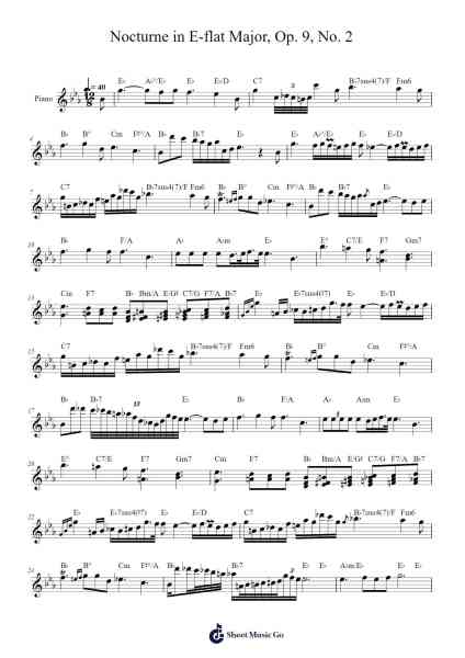 Nocturne in E-flat Major, Op. 9, No. 2 Sheet Music by Frédéric Chopin-Arr.Humglas Leathus