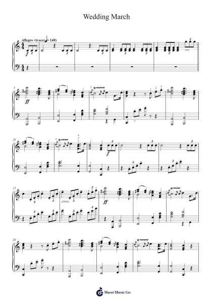 Wedding March by Felix Mendelssohn (Piano Solo) Sheet Music by Felix Mendelssohn-Arr.Lenshaw