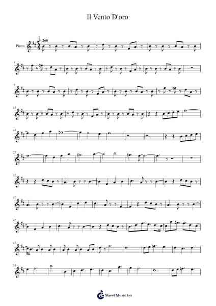 Il Vento D'oro Sheet Music by Yugo Kanno-Arr.Shamens Xedric