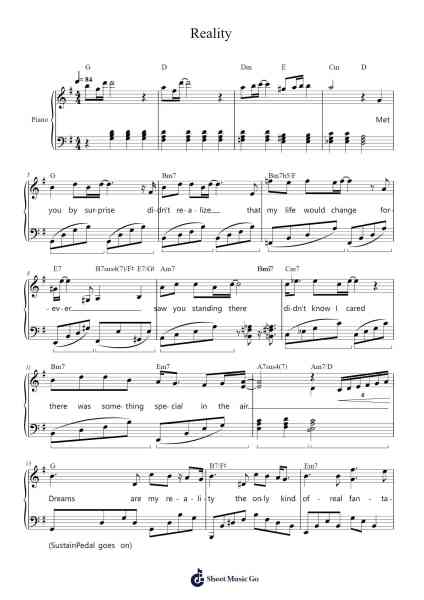 Reality Sheet Music by Vladimir Cosma-Arr.Scottcy Bachfinn