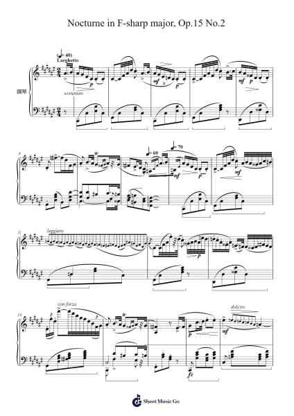 Nocturne in F-sharp Major, Op. 15 No. 2 Sheet Music by Frédéric Chopin-Arr.Kensibyl