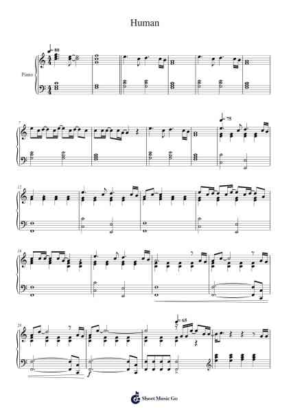 Human Sheet Music by Christina Perri-Arr.O'Cady Bobde