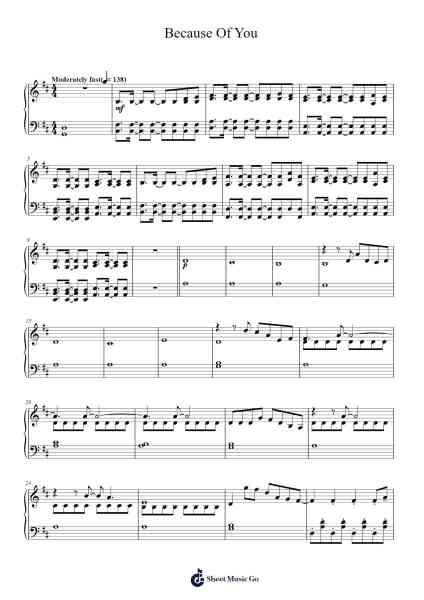 Because Of You Sheet Music by The Piano Guys-Arr.Peagrace Lensid