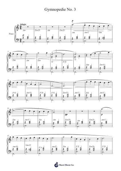 Gymnopédies No. 3 Sheet Music by Erik Satie-Arr.Ciscer Georyale