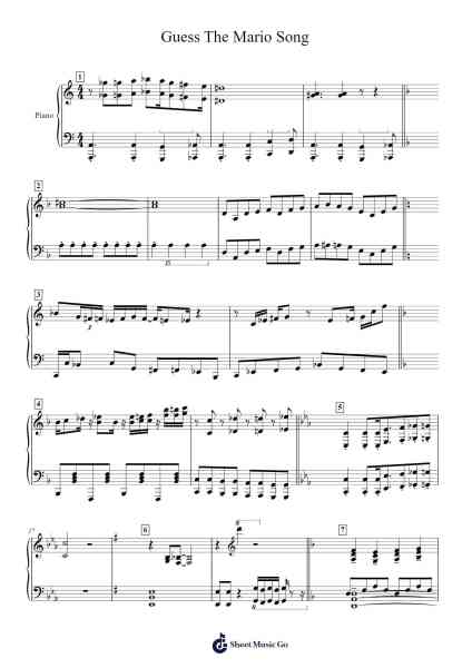 Guess The Mario Song Sheet Music by Misc-Arr.Lechloe