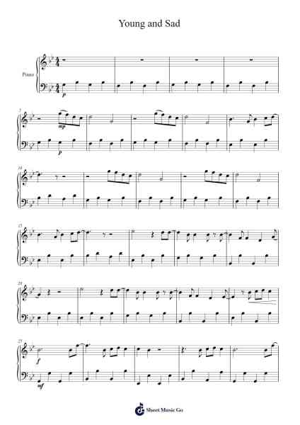 Young and Sad Sheet Music by Leviathean-Arr.Huwat Cookenand