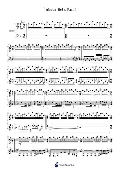 Tubular Bells Part 1 Sheet Music by Mike Oldfield-Arr.Hearstlynch