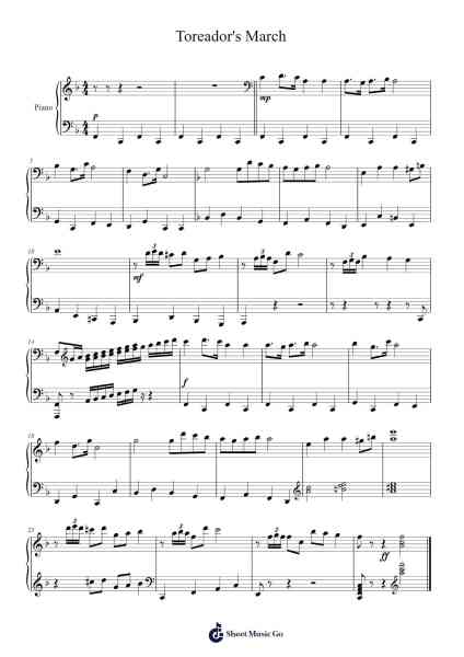Carmen: Toreador's March Sheet Music by Georges Bizet-Arr.Yedlis Nycol