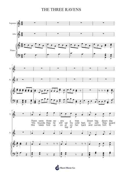 THE THREE RAVENS Sheet Music by Misc tunes-Arr.Wilhelker Croftsdrew