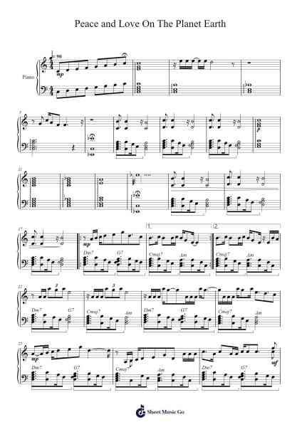 Peace and Love on the Planet Earth Sheet Music by Rebecca Sugar-Arr.Ruthfitch Housed