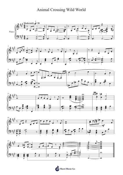 Animal Crossing Wild World (Title Theme) Sheet Music by Kazumi Totaka/Asuka Ohta-Arr.Haletra Kimstone