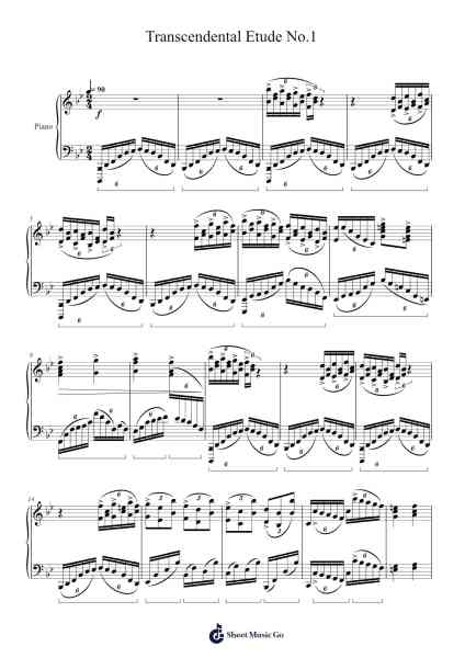 Transcendental Etude No. 1 in C Major, S. 139 Sheet Music by Keatsjack Fado-Arr.Ranphia Boydle