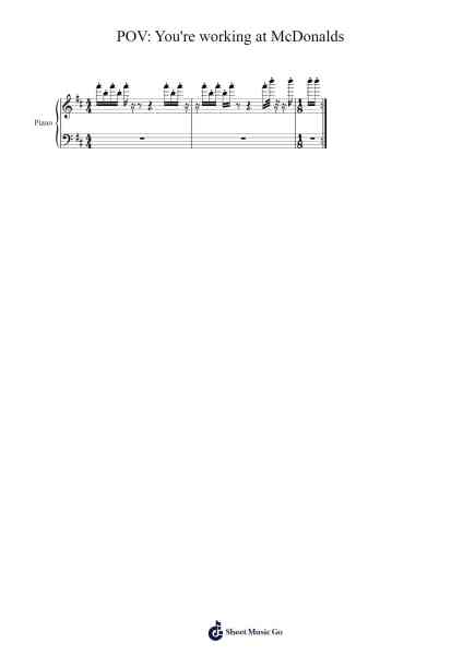 POV: You're working at McDonalds Sheet Music by Serrene-Arr.Osnest Araliam