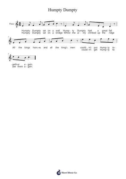 Humpty Dumpty Musica per pianoforte di Misc tunes - Arr.Xanlain Drychel