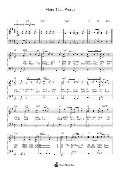 More Than Words Sheet Music by Extreme-Arr.Croftlitt