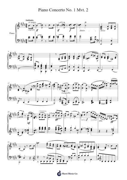Piano Concerto No. 1 in G Minor, Op. 25: II. Andante Sheet Music by Felix Mendelssohn-Arr.Gailmand