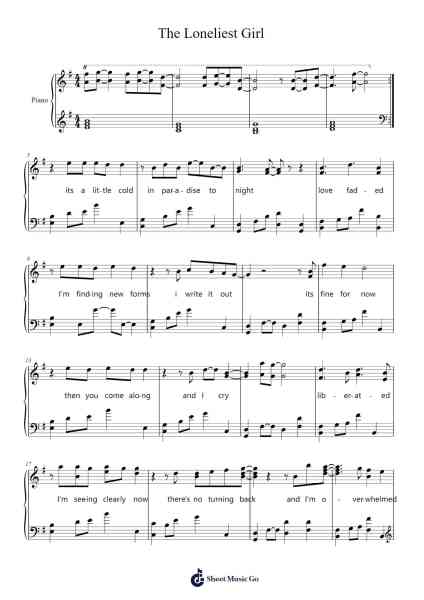 The Loneliest Girl Sheet Music by Carole & Tuesday-Arr.Cyncer Raeh
