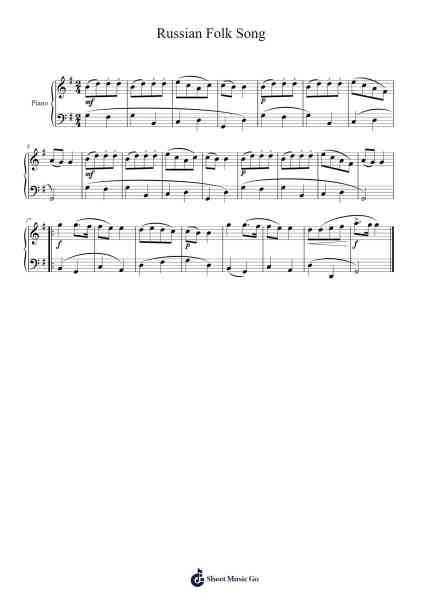 Russian Folk Song Sheet Music by Ludwig van Beethoven-Arr.Davehume
