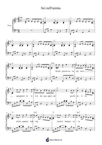 Sei nell'anima Sheet Music by Gianna Nannini-Arr.Derkins