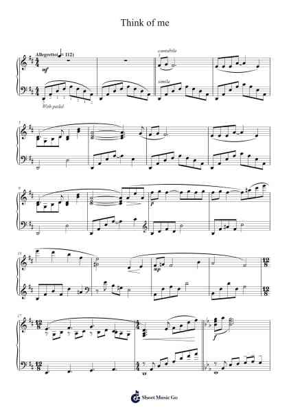 Think of Me Sheet Music by Andrew Lloyd Webber-Arr.Beernoel Oisensharp
