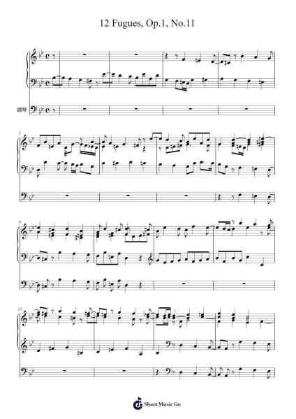 12 Fugues, Op.1, No.11 Sheet Music by Johann Georg Albrechtsberger-Arr.Charfra Tesscer