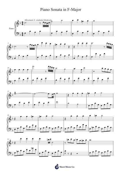 Piano Sonata in F-Major Sheet Music by Joshua Droubay-Arr.Croftsgreg
