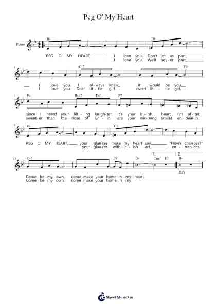 Peg O' My Heart Sheet Music by Fred Fisher-Arr.Keliot Hicksner