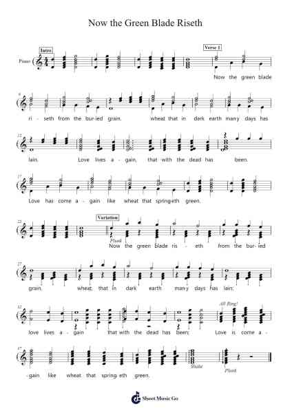 Now the Green Blade Riseth Sheet Music by Misc Traditional-Arr.Giswolf