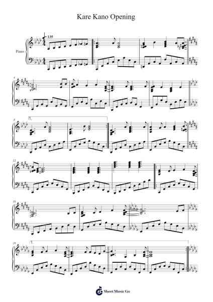 Kare Kano Opening Sheet Music by Kare Kano-Arr.Ausdre