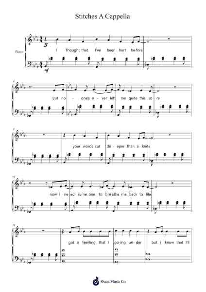 Stitches A Cappella Sheet Music by Shawn Mendes-Arr.Gembur