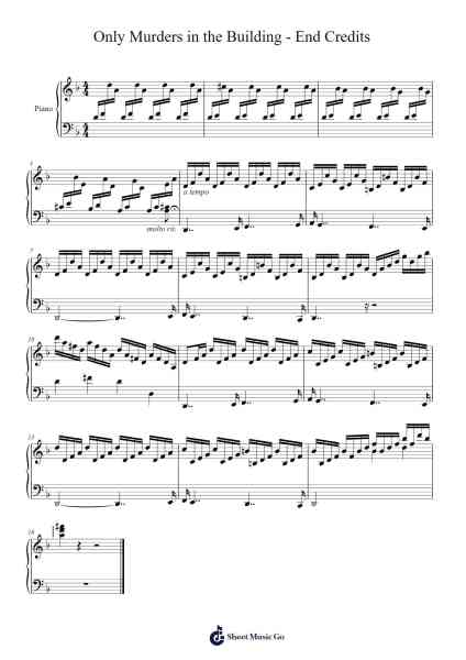 Only Murders in the Building - End Credits Sheet Music by -Arr.Bunkyle Wanmia