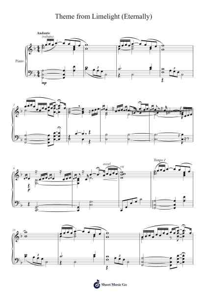 Theme from Limelight (Eternally) Sheet Music by Charles Chaplin-Arr.Springlome Xebloor