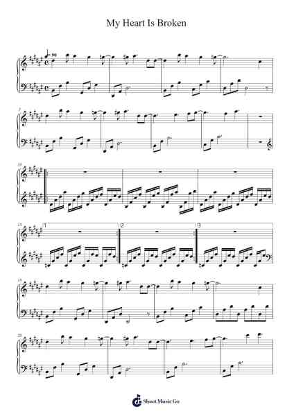 My Heart Is Broken Sheet Music by Evanescence-Arr.Maudfox Mikejames