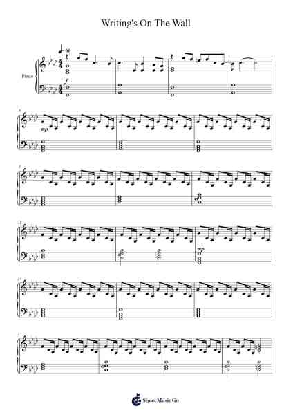 Writing's On The Wall Sheet Music by Sam Smith-Arr.Sylsia Kerrsel