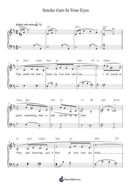 Smoke Gets In Your Eyes Sheet Music by The Platters-Arr.Golddon