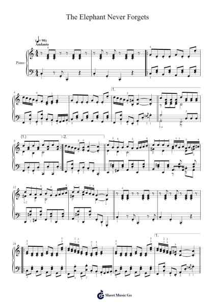 The Elephant Never Forgets Sheet Music by Jean-Jacques Perrey-Arr.Popthus