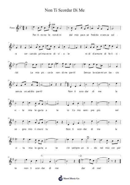 Non Ti Scordar Di Me Sheet Music by Ernesto De Curtis-Arr.Egbeau