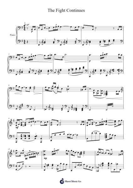 The Fight Continues (Shanks Theme) Notenblatt von Misc Cartoons-Arr.Ianruth Xalain