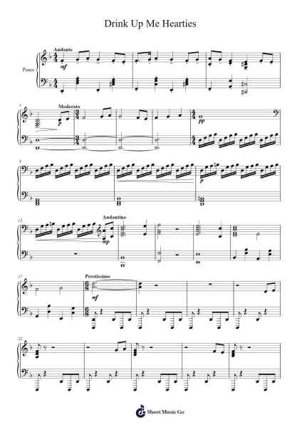 Drink Up Me Hearties Sheet Music by Misc Soundtrack-Arr.Markthur