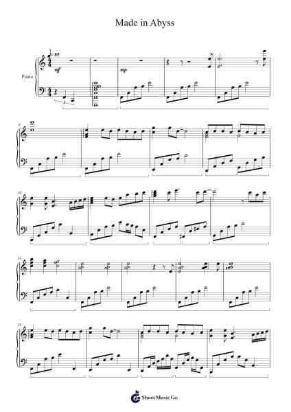 Made in Abyss - Piano Arrangement Sheet Music by Kevin Penkin-Arr.Hooshua