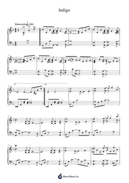 Indigo Sheet Music by Yiruma-Arr.Kingrell