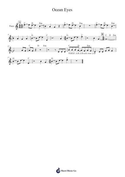Ocean Eyes Sheet Music by Billie Eilish-Arr.Doydy Steinhal