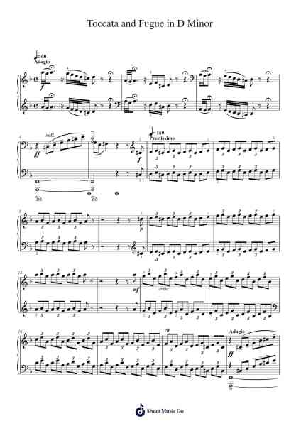 Toccata and Fugue in D Minor, BWV 565 Sheet Music by Johann Sebastian Bach-Arr.Charwen