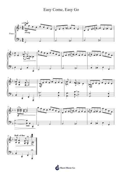 Easy Come, Easy Go Sheet Music by Shaun Lyon-Arr.Gaelroy