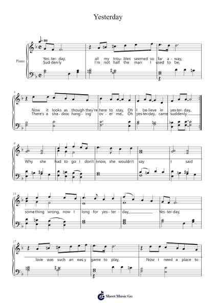 Yesterday โน้ตเพลงโดย The Beatles-Arr.Phillen Gillpont