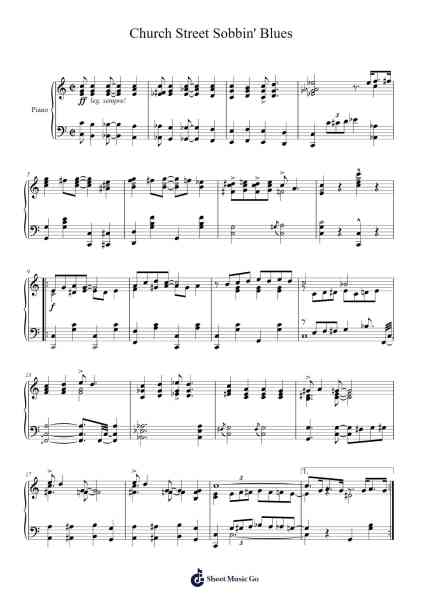 Church Street Sobbin' Blues Sheet Music by Joseph Cawley/Anton Lada/Alcide Nuñez-Arr.Jersharp